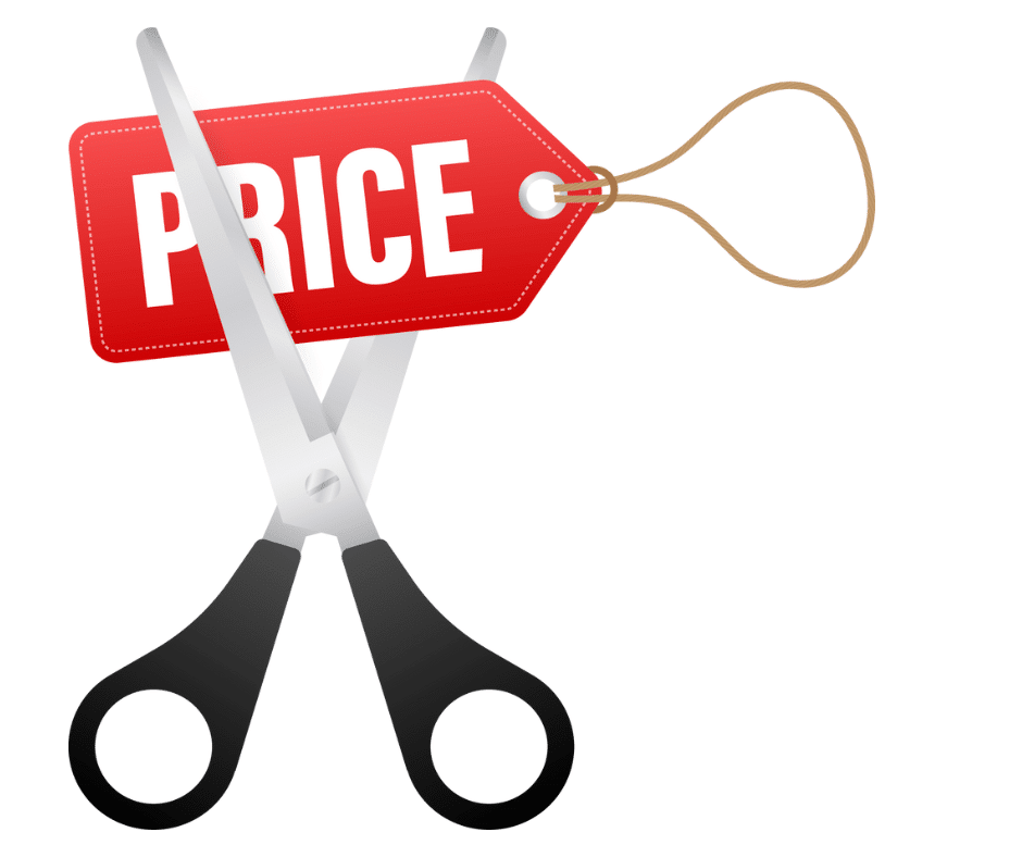 scissors cutting price tag